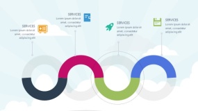 蓝天云朵背景矢量卡通风格PPT图表下载(92)