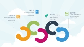 蓝天云朵背景矢量卡通风格PPT图表下载(96)