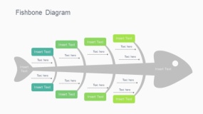 蓝绿色创意鱼刺鱼骨图PPT图表下载(1)