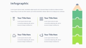 蓝绿色铅笔与箭头PPT图表下载(102)