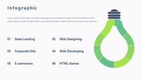 蓝绿色电灯外框PPT图表下载(104)