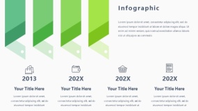 蓝绿色4个便签卡片PPT图表下载(109)