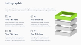 蓝绿色4个立方空心方块PPT图表下载(114)