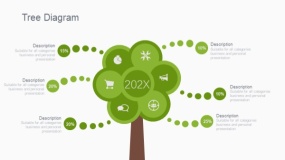 蓝绿色树图PPT图表下载(125)