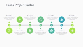 蓝绿色七个项目时间表PPT图表下载(15)
