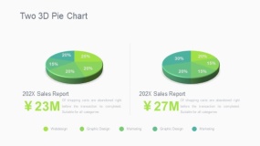 蓝绿色两个 3D 饼图PPT图表下载(152)