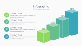 蓝绿色4个柱形体PPT图表下载(168)