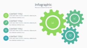 蓝绿色三个机械齿轮PPT图表下载(175)
