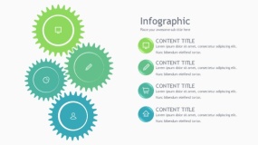 蓝绿色4个机械齿轮PPT图表下载(176)
