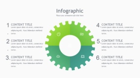 蓝绿色机械齿轮4等分PPT图表下载(178)