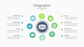 蓝绿色1个大圆环绕8个小圆PPT图表下载(187)