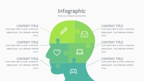 蓝绿色头部大脑PPT图表下载(190)