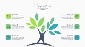 蓝绿色树叶形状PPT图表下载(191)