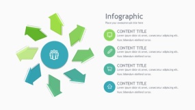 蓝绿色一个圆与8个箭头PPT图表下载(197)