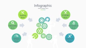 蓝绿色8个好看的机械齿轮PPT图表下载(198)