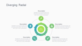 蓝绿色5个圆发散径向PPT图表下载(39)