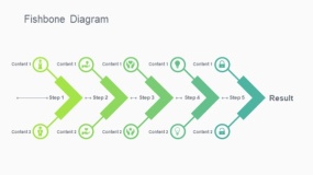蓝绿色箭头型鱼骨图PPT图表下载(4)