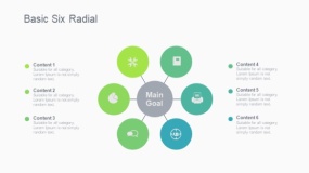 蓝绿色基本六径向PPT图表下载(40)