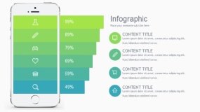 蓝绿色手机形状6层信息PPT图表下载(41)