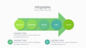蓝绿色一个大箭头和5个圆PPT图表下载(42)