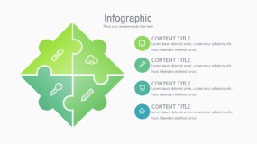 蓝绿色4块拼图PPT图表下载(45)