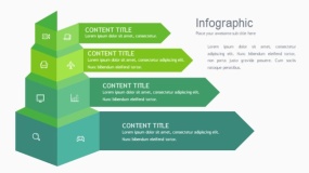 蓝绿色4层棱形PPT图表下载(49)
