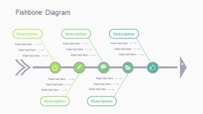 蓝绿色多干线鱼骨图PPT图表下载(5)