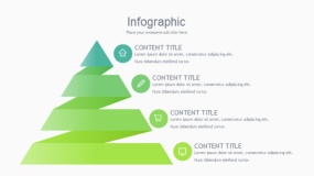 蓝绿色金字塔带状4层PPT图表下载(54)