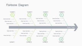 蓝绿色对称型鱼骨图PPT图表下载(6)