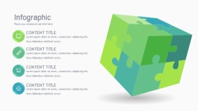 蓝绿色拼图魔方PPT图表下载(60)