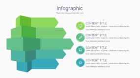 蓝绿色5个立方块层叠PPT图表下载(68)