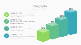 蓝绿色4个柱形PPT图表下载(71)