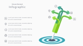 蓝绿色箭头铅笔PPT图表下载(81)