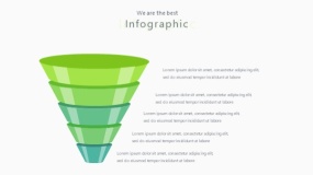 蓝绿色质感漏斗5层PPT图表下载(90)