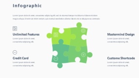 蓝绿色4个拼图PPT图表下载(91)