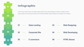 蓝绿色5个拼块PPT图表下载(92)