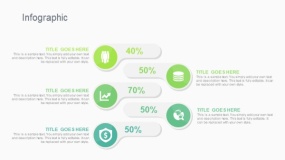 蓝绿色5个圆形箭头对比PPT图表下载(300)
