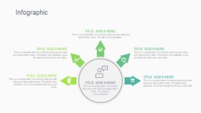 蓝绿色5个箭头发散总分PPT图表下载(302)