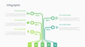 蓝绿色树状电路图5根线条PPT图表下载(304)