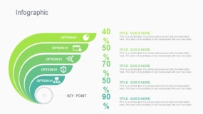 蓝绿色5个创意弧形层级PPT图表下载(308)