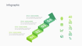 蓝绿色4层阶梯箭头层级PPT图表下载(311)