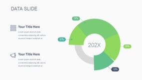 蓝绿色圆环图数据幻灯片PPT图表下载(354)