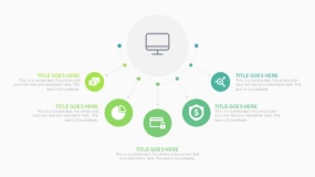 蓝绿色总分5个小圆PPT图表下载(216)