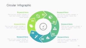 蓝绿色6个箭头圆形信息图PPT图表下载(364)