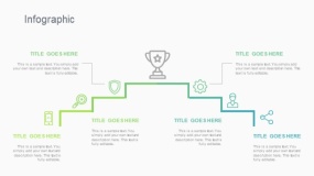 蓝绿色荣誉奖杯台阶对称信息图PPT图表下载(218)