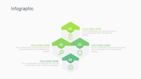 蓝绿色4个带箭头六边形信息图PPT图表下载(227)