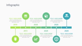 蓝绿色6个圆形时间轴PPT图表下载(245)