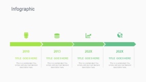蓝绿色4段时间轴PPT图表下载(246)