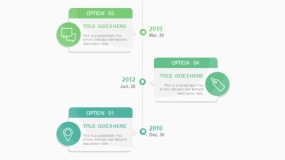 蓝绿色3个卡片时间轴PPT图表下载(253)