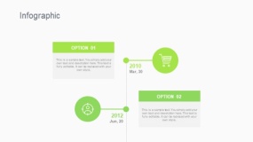 蓝绿色2个卡片时间轴PPT图表下载(254)